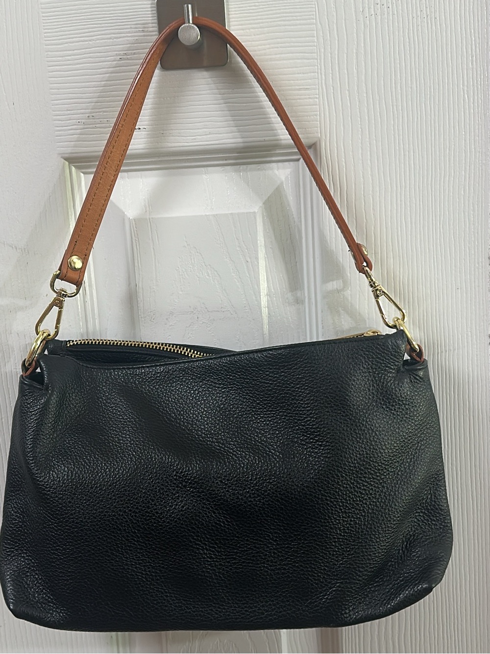 Valentina Black Pebbled Leather Shoulder/Hand bag (bags(24)